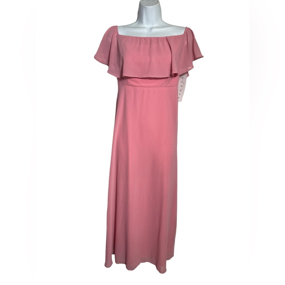NWT Bill Levkof dress size 6 Rosepetal Pink long floor length flutter sleeves 🩷